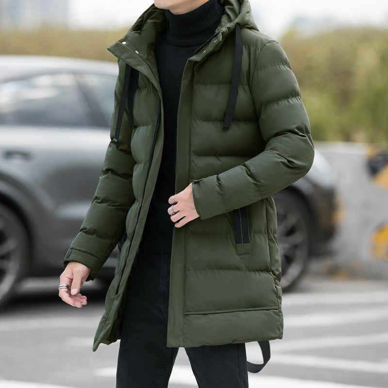 Men's Warm Winter Long Cotton-Padded Puffer Jacket