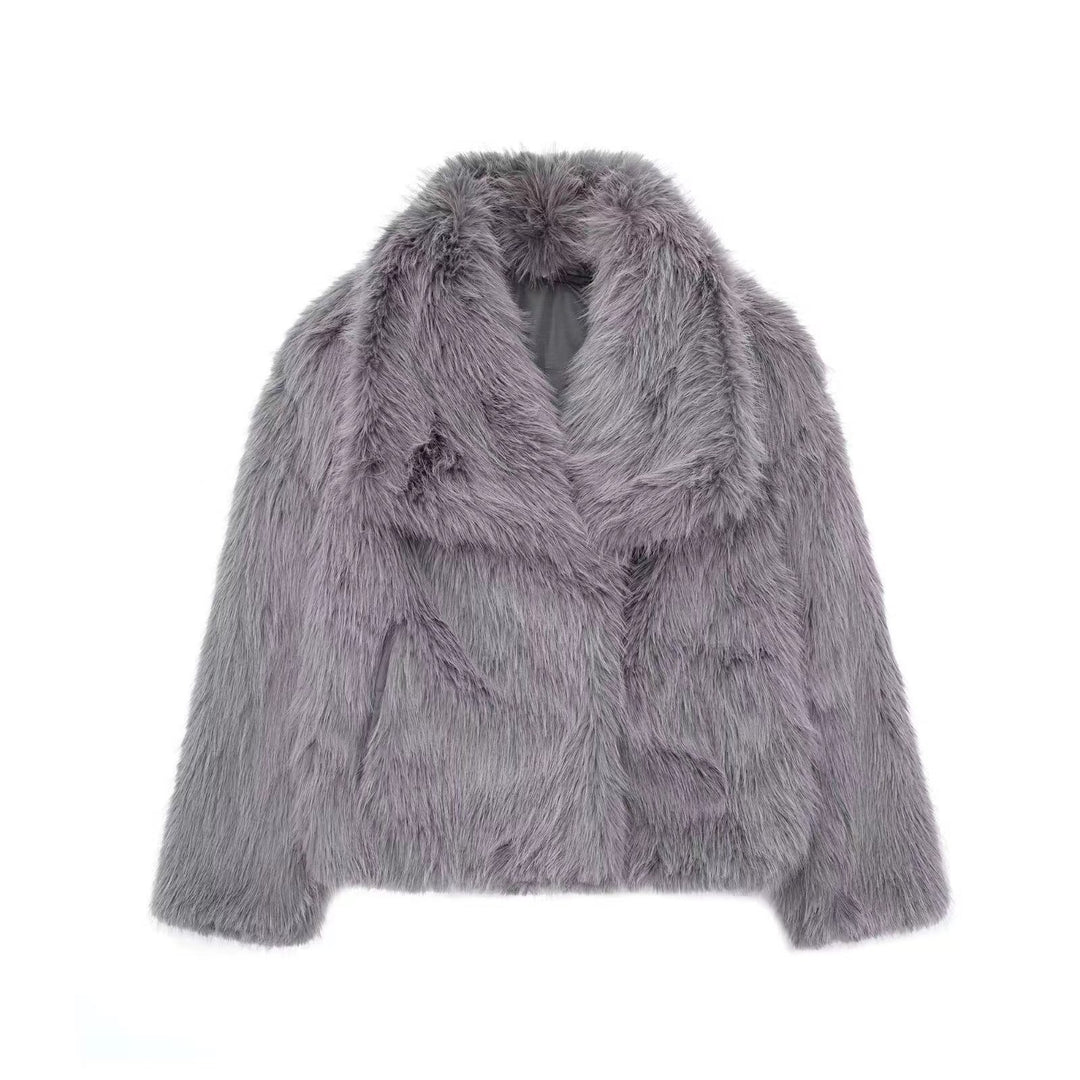 Women's Faux Fur Jacket – Oversized Shaggy Faux Fur Cropped Coat