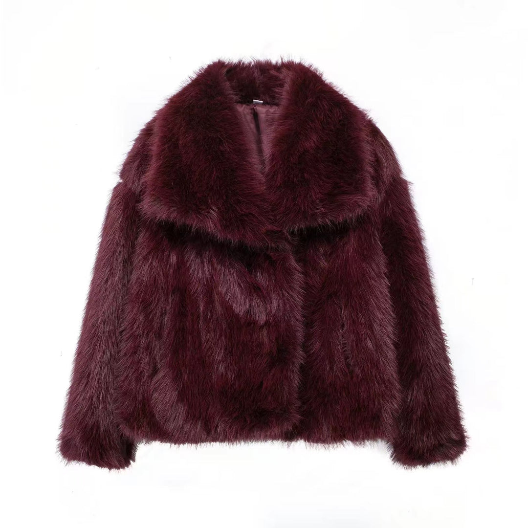 Women's Faux Fur Jacket – Oversized Shaggy Faux Fur Cropped Coat