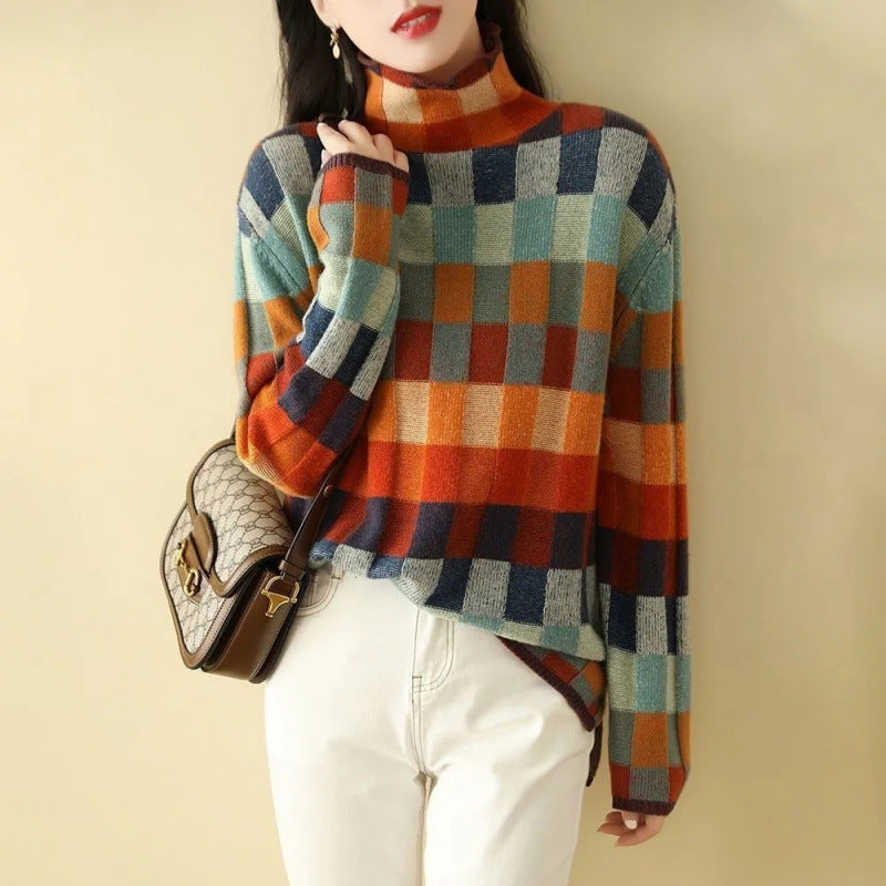 Western-Style Plaid Sweater