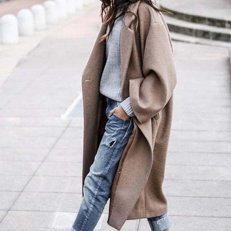Solid Color Warm Woolen Jacket