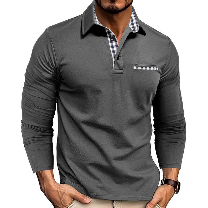 Men's Slim Fit Long Sleeve Casual Polo Shirt