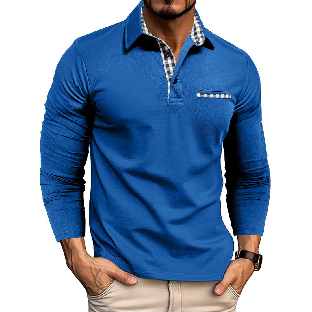 Men's Slim Fit Long Sleeve Casual Polo Shirt