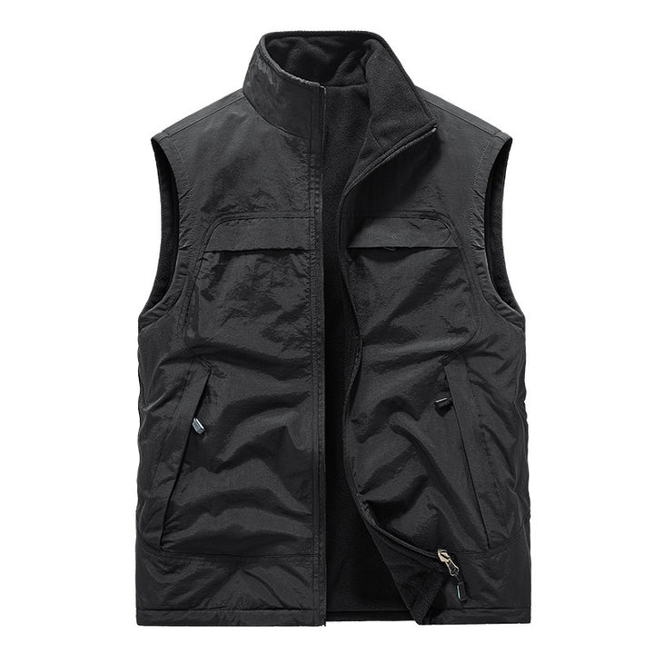 Men's Multi-Pocket Zip Up Vest Sleeveless Stand Collar Utility Outdoor Gilet