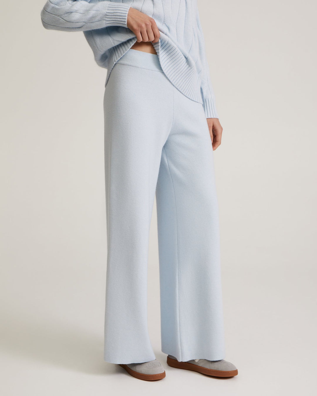 Women's Cable Knit Turtleneck Sweater & Wide Leg Pants Set