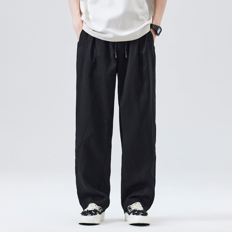 Men's Relaxed Loose Fit Straight Wide Leg Trousers