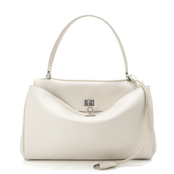 Women's Leather Top-Handle Bag Turn-Lock Detachable-Strap