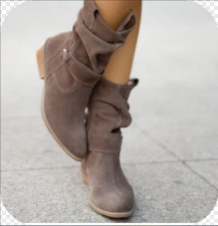 Women'S Low-Heel Suede Boots