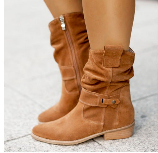 Women'S Low-Heel Suede Boots