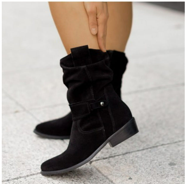 Women'S Low-Heel Suede Boots