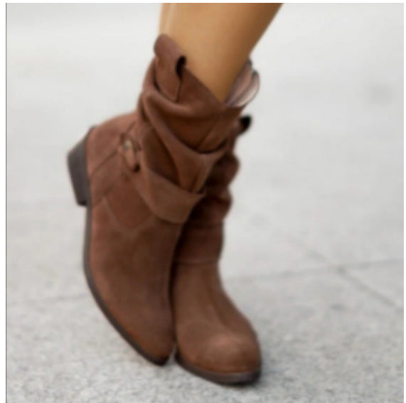 Women'S Low-Heel Suede Boots
