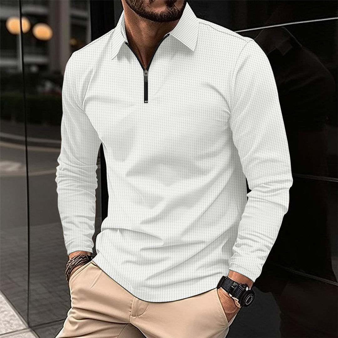 Men's Slim Fit Lapel Long Sleeve Polo Collar Shirt