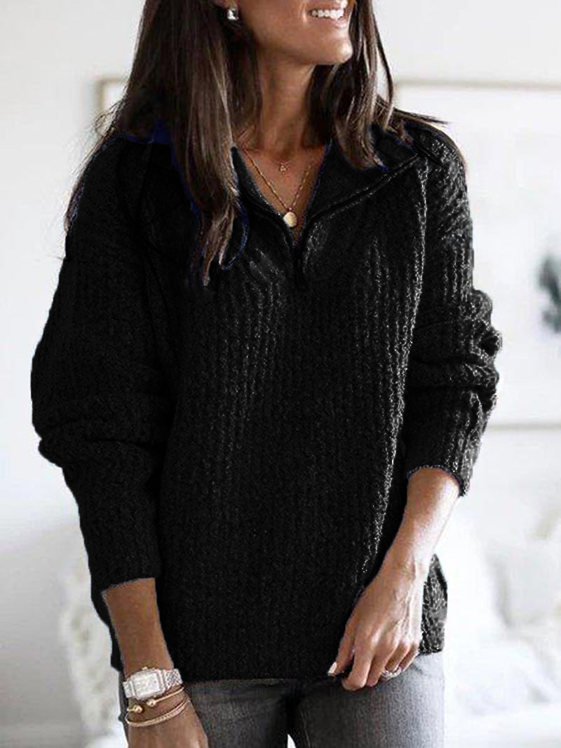 Zipper Turtleneck Sweater