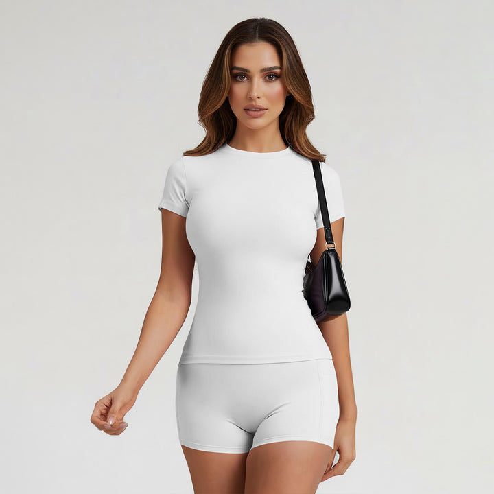 Women's Quick-Dry Training Workout Top & Bike Shorts Set