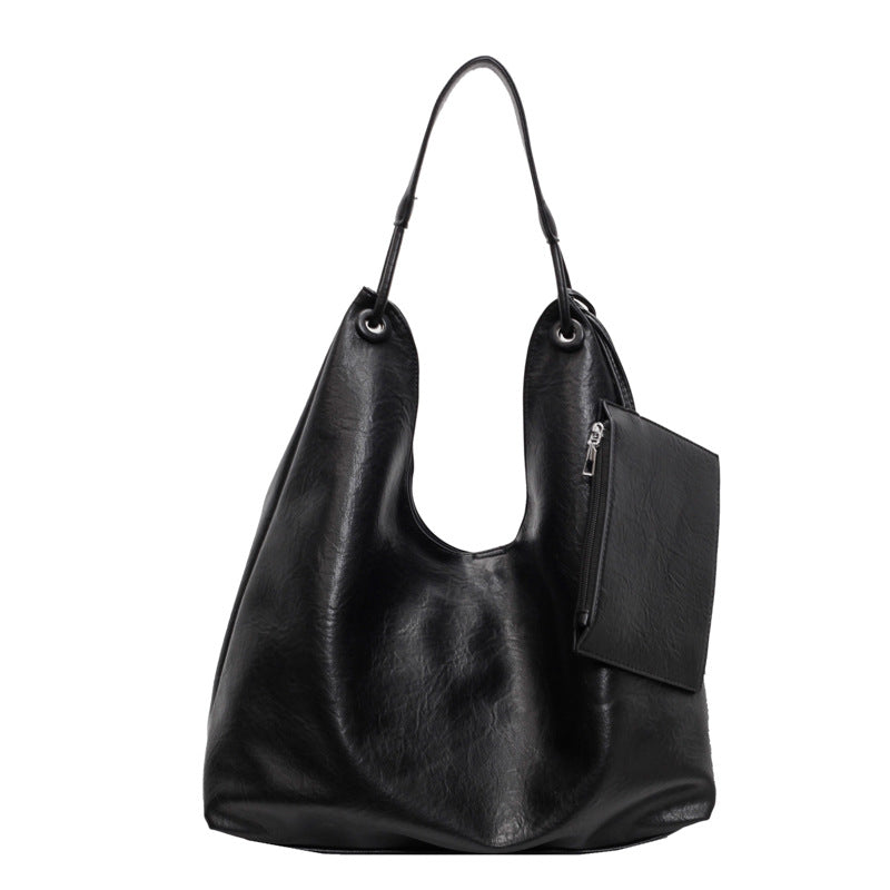 Women's Leather Hobo Bag Slouchy Single-Strap Pouch-Set