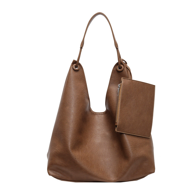 Women's Leather Hobo Bag Slouchy Single-Strap Pouch-Set