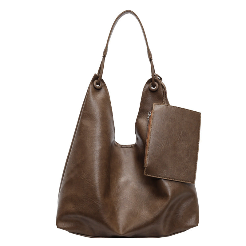 Women's Leather Hobo Bag Slouchy Single-Strap Pouch-Set