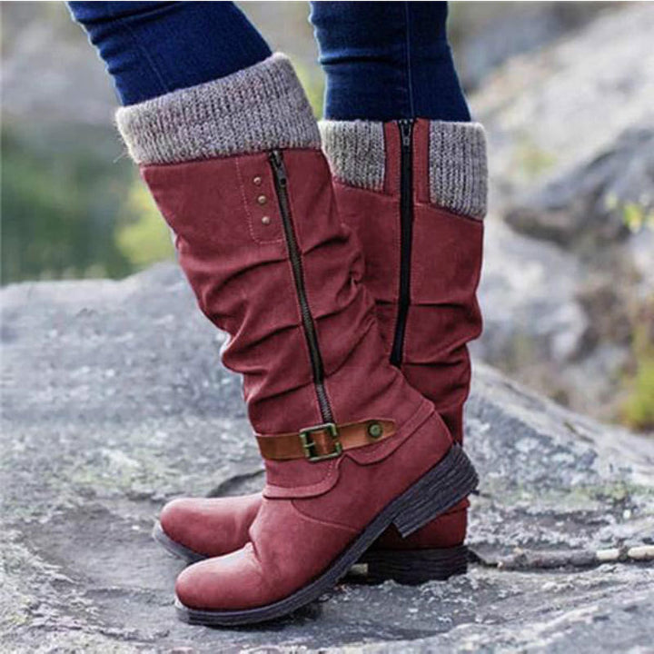 Women'S Side Zipper Wool Stitching Boots