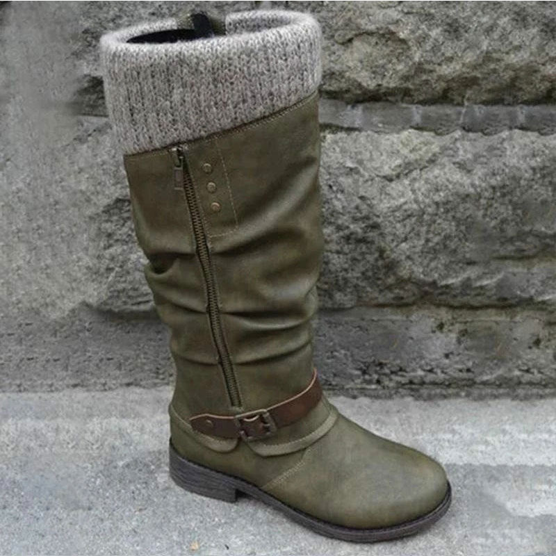 Women'S Side Zipper Wool Stitching Boots