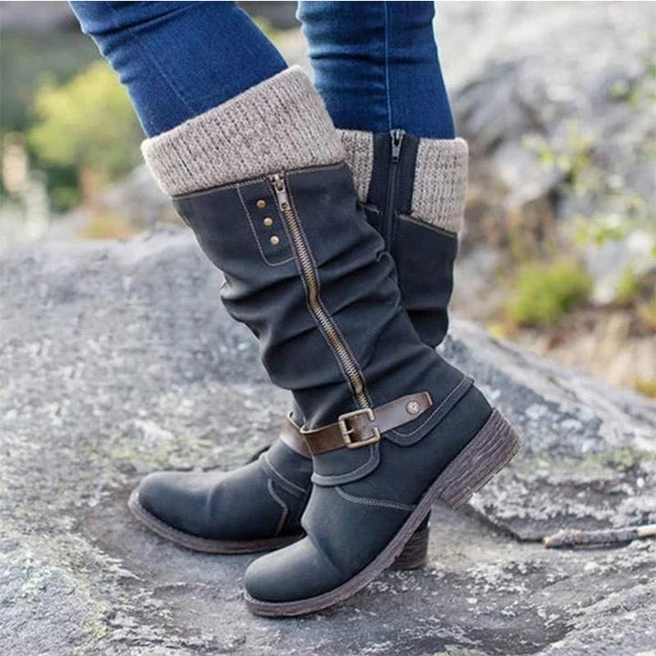 Women'S Side Zipper Wool Stitching Boots