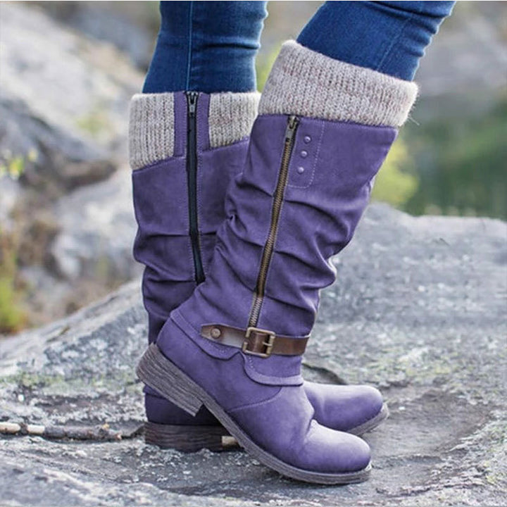Women'S Side Zipper Wool Stitching Boots